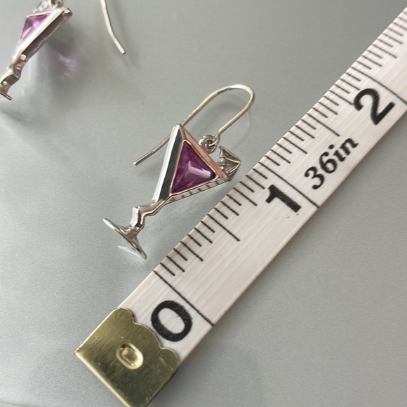 SOLD Vintage Sterling Silver Amethyst Martini Earrings NEW π π² - Picture 10 of 11
